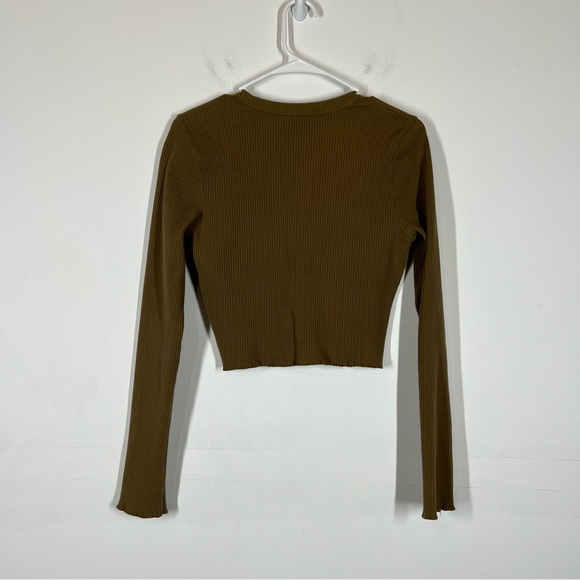 Good American Essential Ribbed Crop Cardigan Size 3 or US Large - Picture 4 of 9